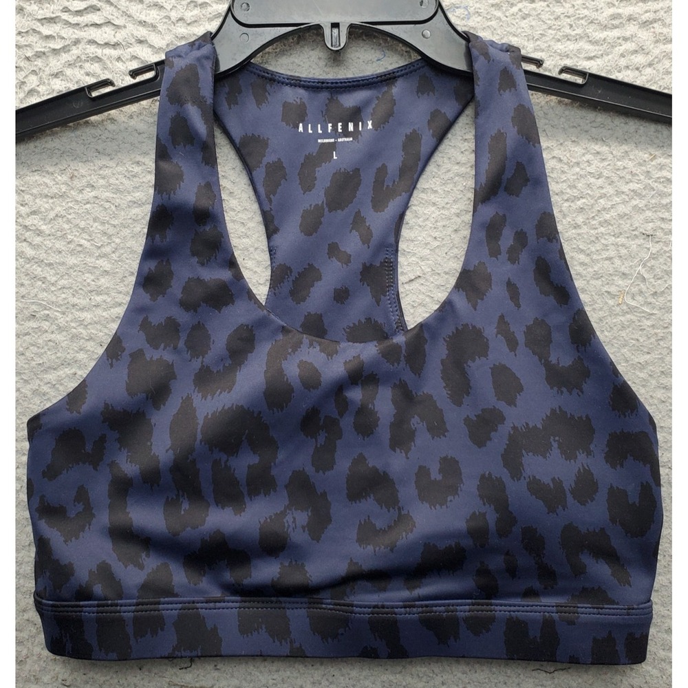 Allfenix Sports Bra Womens Large Multi‎ Leopard Print Stretch Athletic Racerback